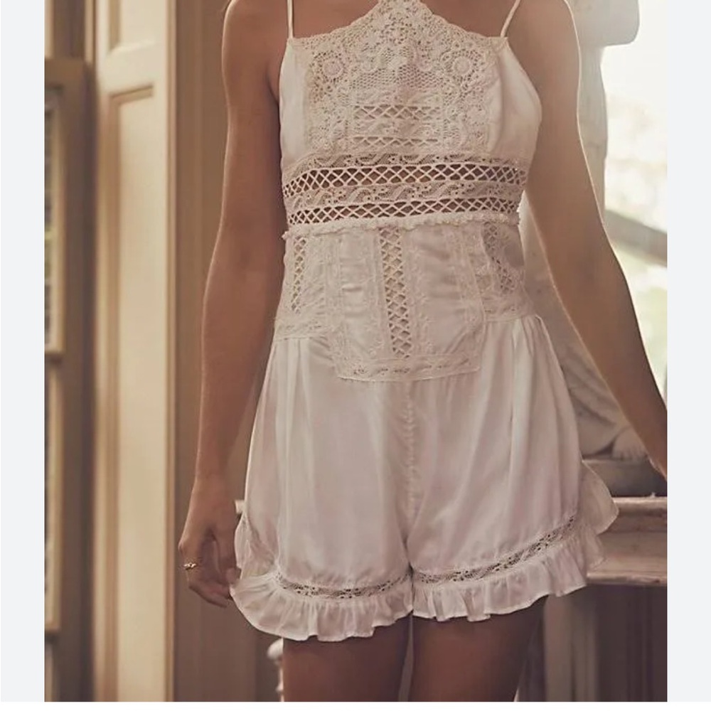 Free People White Lace Romper